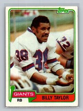 Billy Taylor #34 1981 Topps New York Giants