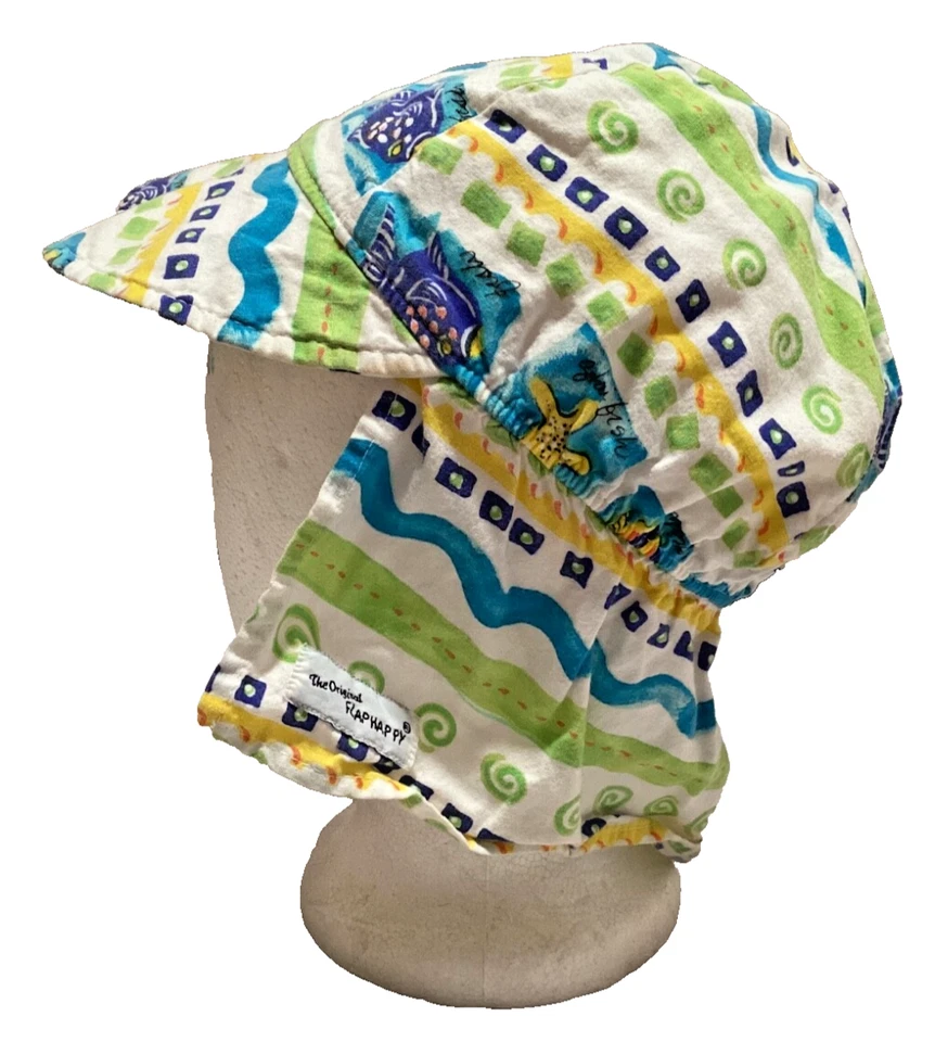 Original Flaphappy Verano Playa Sombrero Cubierta Cuello Ligero Playa Peces Conchas XL Foto 3 de 4