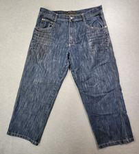 South Pole Jeans Mens 38 Blue Whiskered Distressed Relaxed Baggy Measure 38x29