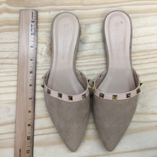Wild Diva Lounge Sandalen Damen 7 Nieten Slipper spitze Pantoletten Flats braun - Bild 7 von 17