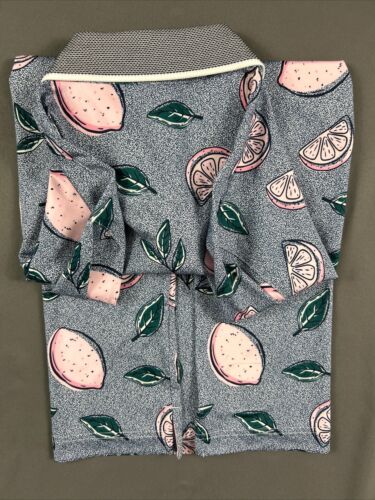 Puma Golf Shirt Polo Arnold Palmer Pink Lemonade Print Medium Blue NWT MSRP $80 - Picture 3 of 5