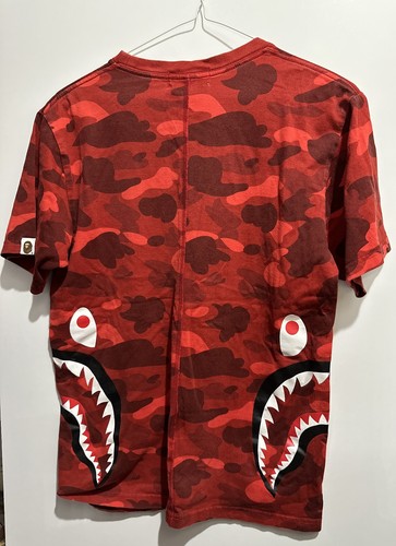 BAPE sleeve shark red camo T-shirt A Bathing Ape Size Small S Great Condition - Picture 5 of 7