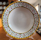 Penelope's Garden Soup Salad Bowls (pair) 9" Coventry Stoneware White Blue Red !