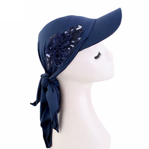 Muslim Women Sequin Turban Visor Cap Hijab Brim Hat Wrap Sun Hat Headscarf Cover - Picture 3 of 27