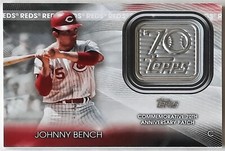 Johnny Bench 2021 Topps #T70P-JB 70th Anniversary Logo Patch Card - HOF - Reds