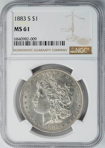 1883-S Morgan Silver Dollar $ MS61 NGC 949476-1