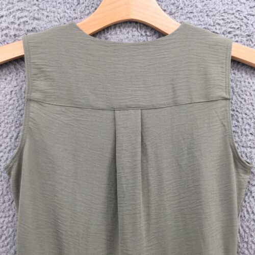 DKNY A-Line camicia abito donna 2 verde senza maniche cintura petto tasca casual NUOVO - Foto 13 di 24