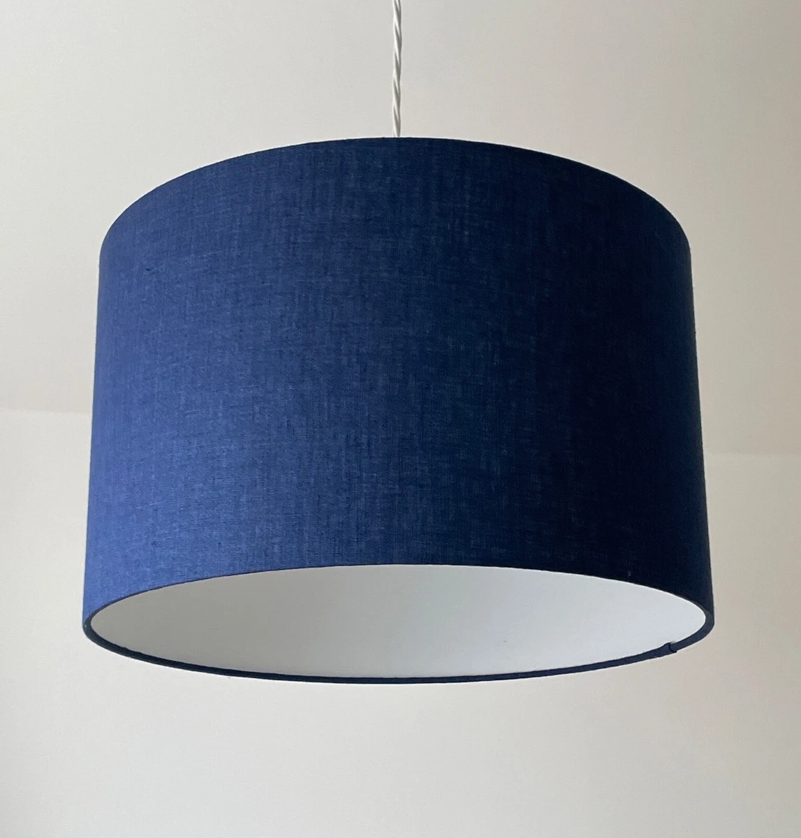 Lampshade Denim Blue Textured 100 Linen Drum Light Shade