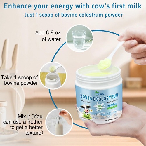 Bovine Colostrum Powder-40% IgG Highly Concentrated Pure Bovine 5.3oz - Picture 3 of 9