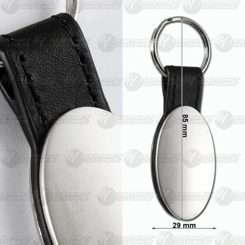 Chrysler Logo Black Oval Leather Chrome Key Fob Keyring Tag Keychain Lanyard - Picture 2 of 2