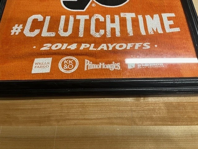 2014 Vintage Framed 18"x14" Philadelphia Flyers Rally Towel Clutch Time - Image 3 of 3