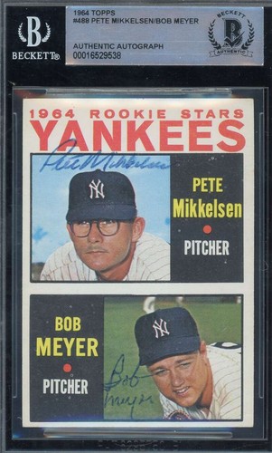 Pete Mikkelsen Bob Meyer Beckett BAS Signed 1964 Topps Rookie Autograph