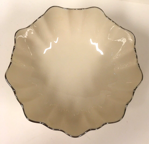 Vintage Lenox Ivory Cream Candy Bowl Dish Porcelain candy dish Silver Trim - Picture 3 of 5