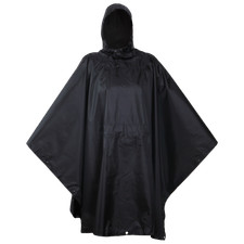 USGI Industries Military Style Multi Use Rip Stop Jet Black, Rain Poncho 
