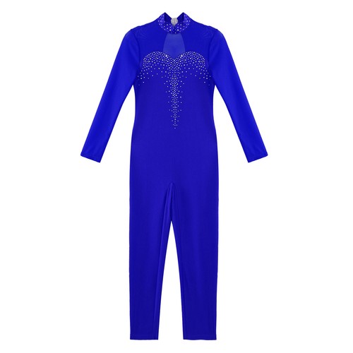UK Kids Girls Rhinestone Gymnastics Leotard Dance Bodysuit Ice Skating Jumpsuit - Picture 21 of 59