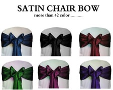 NEW Satin Chair Cover Sashes Bows Tie Ribbon Wedding Party Decoration FREE SHIP
