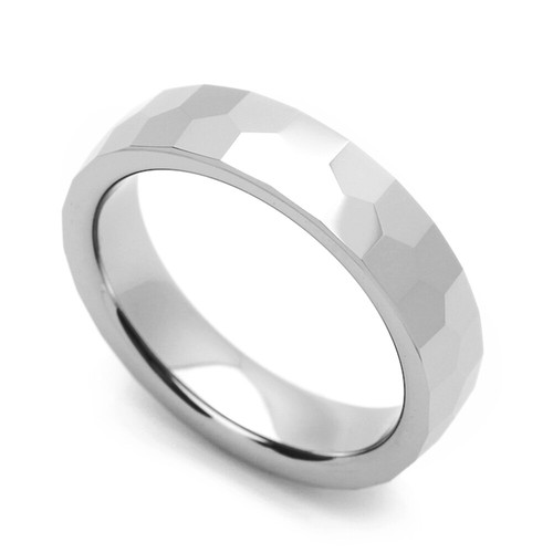 5MM Comfort Fit Tungsten Carbide Wedding Band Faceted Domed Ring - Picture 1 of 3