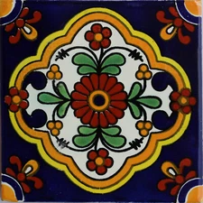 6" x 6" 4 pcs TalaMex Zarza Talavera Mexican Tile
