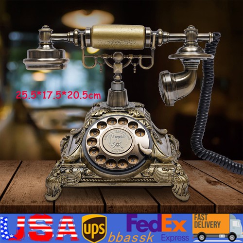 Antique Telephone Desk Phone European Style Old Fashioned Rotary Dial Phone