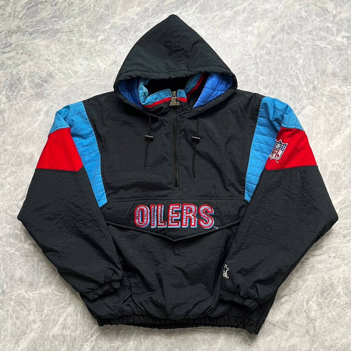 VTG 90s NFL HOUSTON OILERS STARTER PUFFER JACKET PULLOVER Sz VTG 90s NFL HOUSTON OILERS STARTER PUFFER JACKET PULLOVER Sz