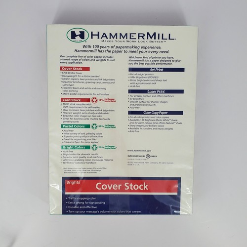 Hammermill Copier Brights Bristol Cover Stock 5-color 65lb 125 Sheets - Picture 2 of 8