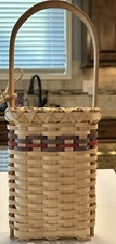 Vintage Rustic Woven Decor Hanging Wooden Basket- Great For Dried Flowers