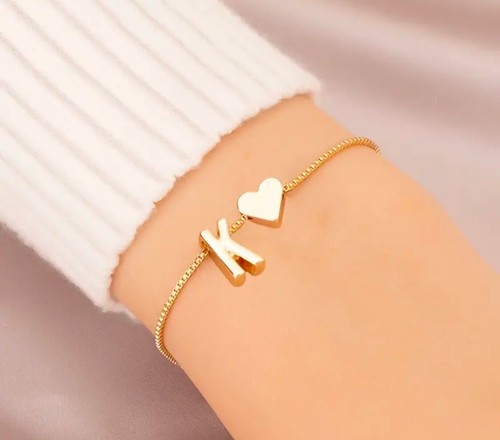 Initial Heart-Letters A-Z-Bracelet-Custom Bracelet-Dainty Jewelry - Picture 35 of 47