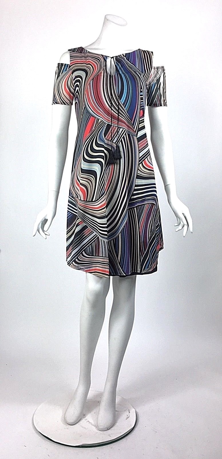 Elana Kattan Womens Cold Shoulder Dress Knee Length A-Line Flared Sz Small NWT Elana Kattan Womens Cold Shoulder Dress Knee Length A-Line Flared Sz Small NWT