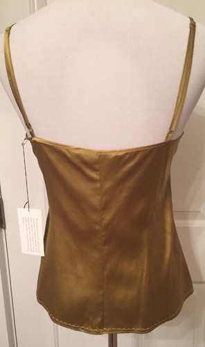 ETCETERA Women’s Tank Top NEW Camisole Golden Green Silk Spaghetti Straps Size 2 - Picture 5 of 6