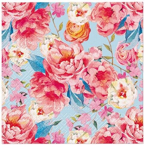 Zwei individuelle Luncheon Decoupage Papierservietten Pfingstrose Blumen Frühling - Bild 1 von 8
