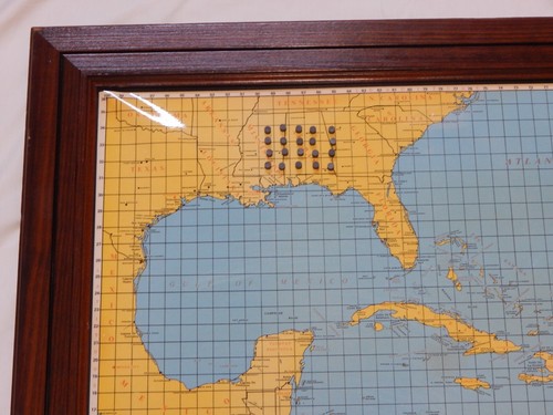 Vintage Framed Hooksetter Magnetic Hurricane Tracking Map Chart with 20 Magnets - Picture 7 of 14
