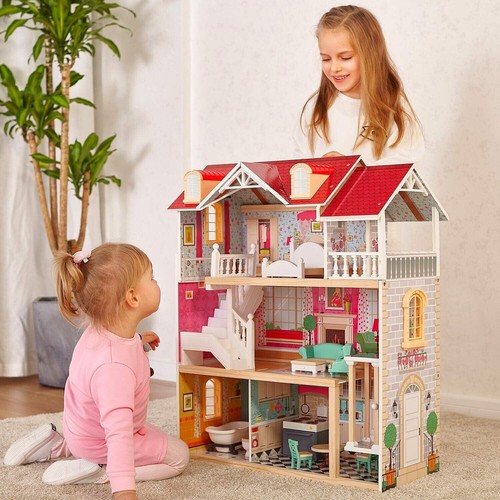 Isabelle's Plastic Doll House Kids Girls LARGE Play Toy Furniture Dolls Children - Picture 3 of 7