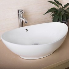 Walcut Usbr1027 Bathroom Boat Shape Oval Lavatory Porcelain Ceramic Item 2 Oval Egg Porcelain Ceramic Bathroom Faucet Vessel Sink Vanity Popup Drain Combo