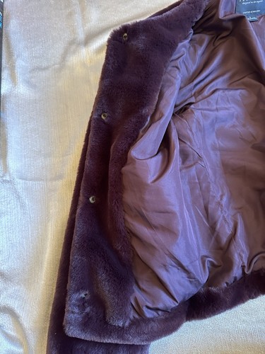 Anthropologie Sanctuary Starry Night Faux Fur Jacket Dark Purple Sz Small Luxury - Picture 10 of 17