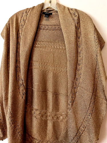 Caledonia Knitwear Top Sz L Gold Lame Metallic Sweater Cardigan Jacket (1013) - Picture 4 of 4