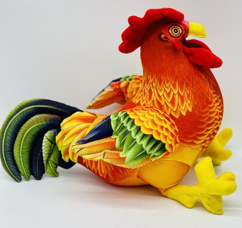 vintage STUFFED ANIMAL CHICKEN Rooster FABRIC PLUSH unique rare - 第 1/6 張圖片