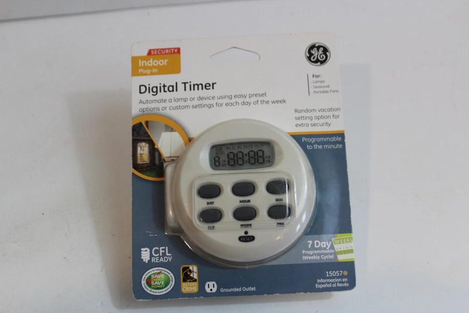 GE Security Plug-In Digital Timer 7 Day Programmable 1 Outlet 15057 - Image 2 of 4