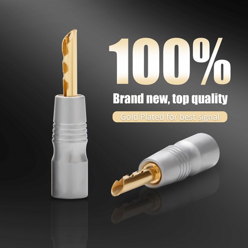 4pcs 24K Gold Plated Z Type BFA Banana Plug HIFI Audio Speaker Cable Connectors - Picture 3 of 12