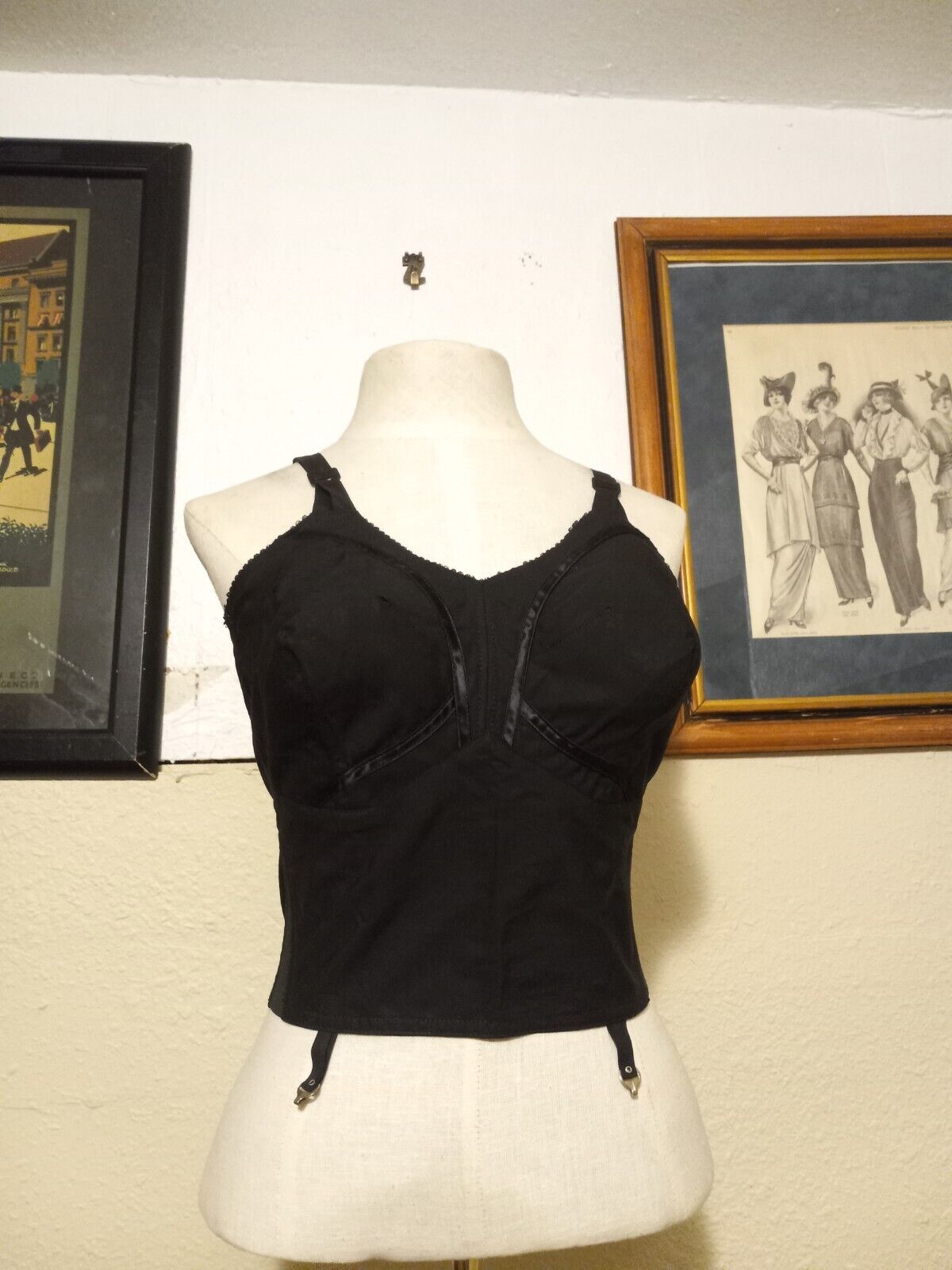 Vintage 1950s Bullet Bra Longline Corset Brassier… - image 1