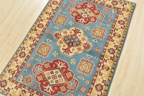 Kazak Rug 3'4'' x 5' Blue Wool Tribal Hand-Knotted Oriental Carpet - Picture 2 of 13