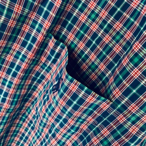 Vintage Ralph Lauren Shirt Mens XLT Red Green Madras Plaid Short Sleeve Preppy - Picture 8 of 12