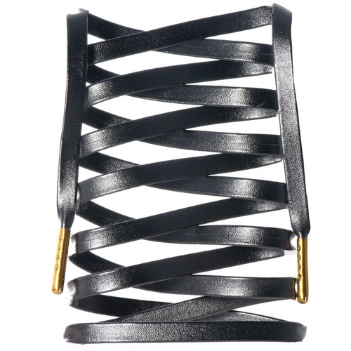 LitLaces - Custom Leather Shoe Laces Two Tone Colored Metallic Tips Bred Royal  - Picture 5 of 10