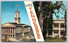 Postcard Greetings From Tennessee State Capitol Nashville Hermitage Jackson TN
