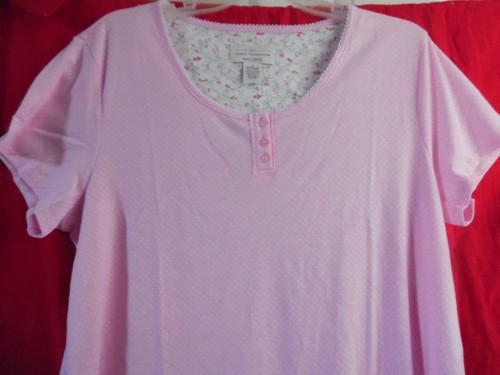 KAREN NEUBURGER PINK POLKA DOT HENLEY NIGHTSHIRT NIGHTGOWN CAP SLEEVE 1X - Picture 9 of 12