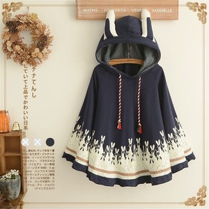 Thicken-Overcoat-Girls-Winter-Cape-Loose-Hooded-Cloak-Coat-Cute-Rabbit-Ears