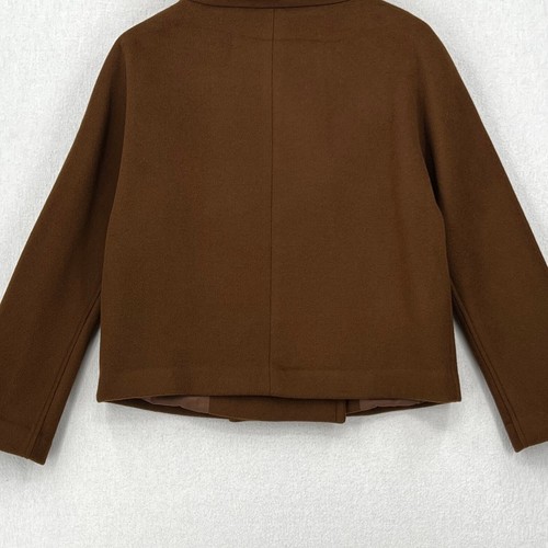 NAKEDCASHMERE Wool Cashmere Jacket Womens Small Dark Camel Cropped Funnel Neck - Picture 8 of 16