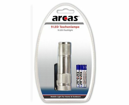 Lampe de poche 9 LED en aluminium + 3 piles AAA / Alu ARCAS - Picture 2 of 2