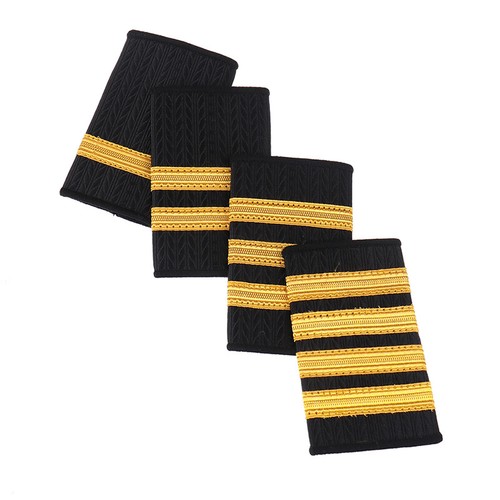 1Pair Epaulettes Professional Pilot Uniform Epaulets Gold Stripe Shoulder Bad YT - Picture 7 of 15