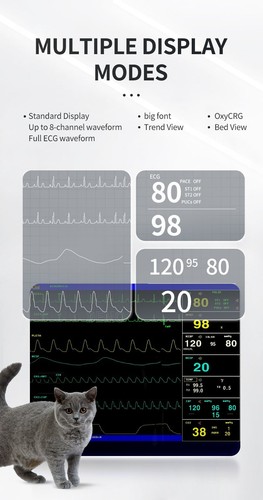 Veterinary Vital Signs Patient Monitor Portable VET ICU Cardiac Machine Dog Cat - Picture 9 of 14