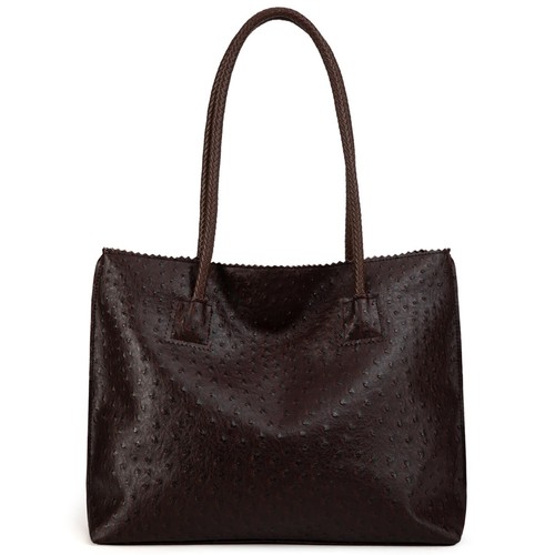 Tote Bag for Women with Zipper Large Ostrich Vegan Leather Shoulder Purses Top - Picture 10 of 22